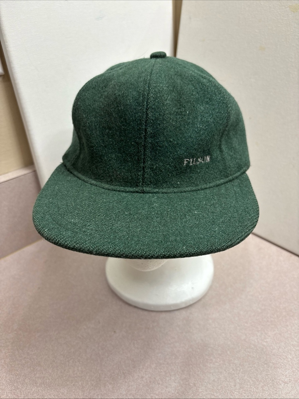 Filson Hat Mens Green Cap Baseball Strap Back Wool Felt Leather Strap Winter